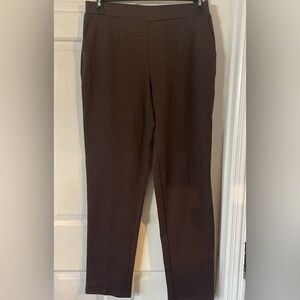 Women’s SUSAN GRAVER Black & Brown Houndstooth Print Pull On Knit Pants Sz SMALL